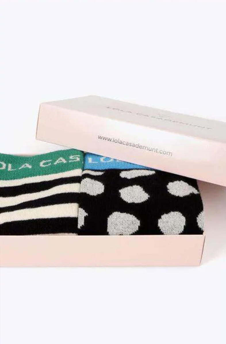 Fawn Spot/Stripe Printed Sock Pair