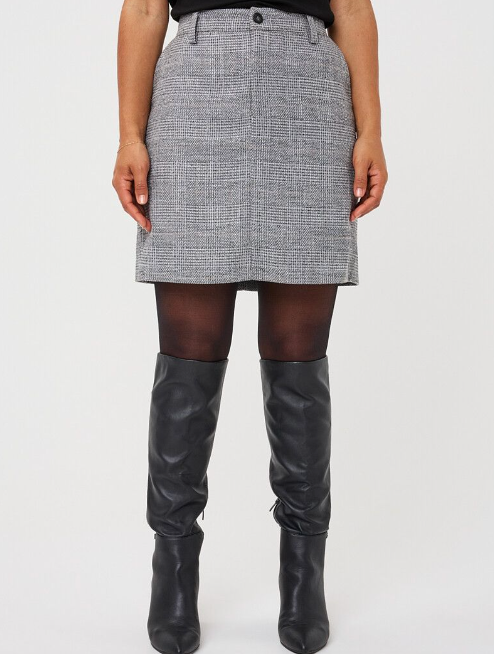 Fiora Grey Check Mini-Skirt