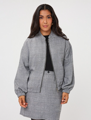 Brandy Grey Check Bomber Jacket