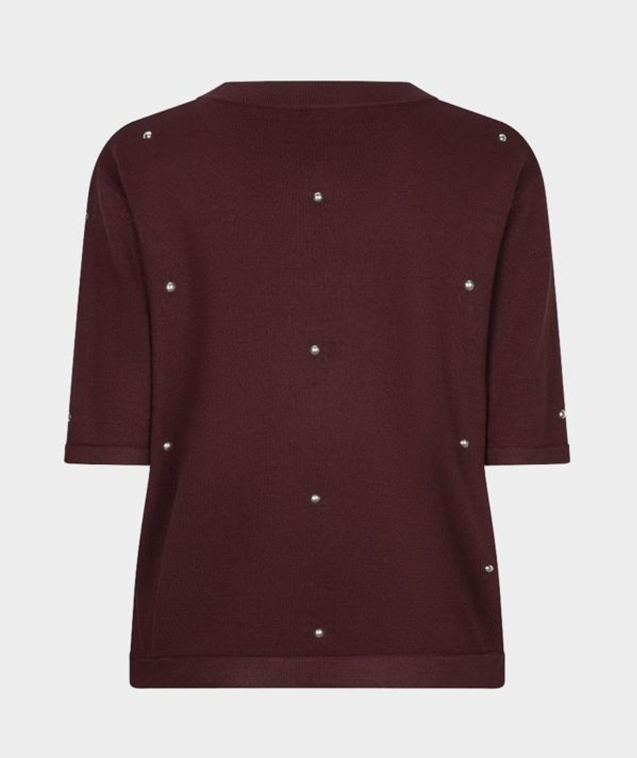 Sylvia Merlot Studded Sweater Top