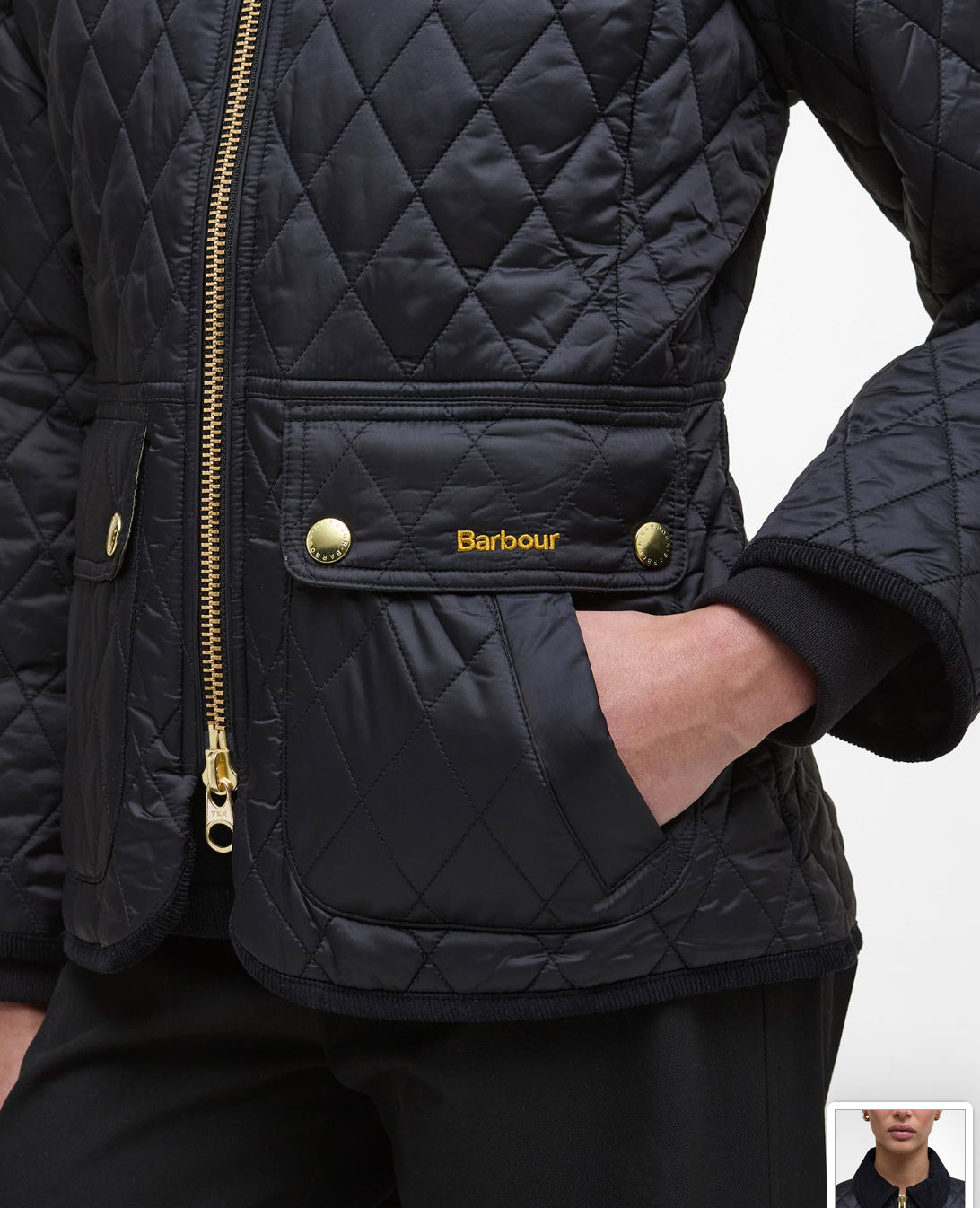 Barbour Beadnell Black Fitted Quilted Jacket