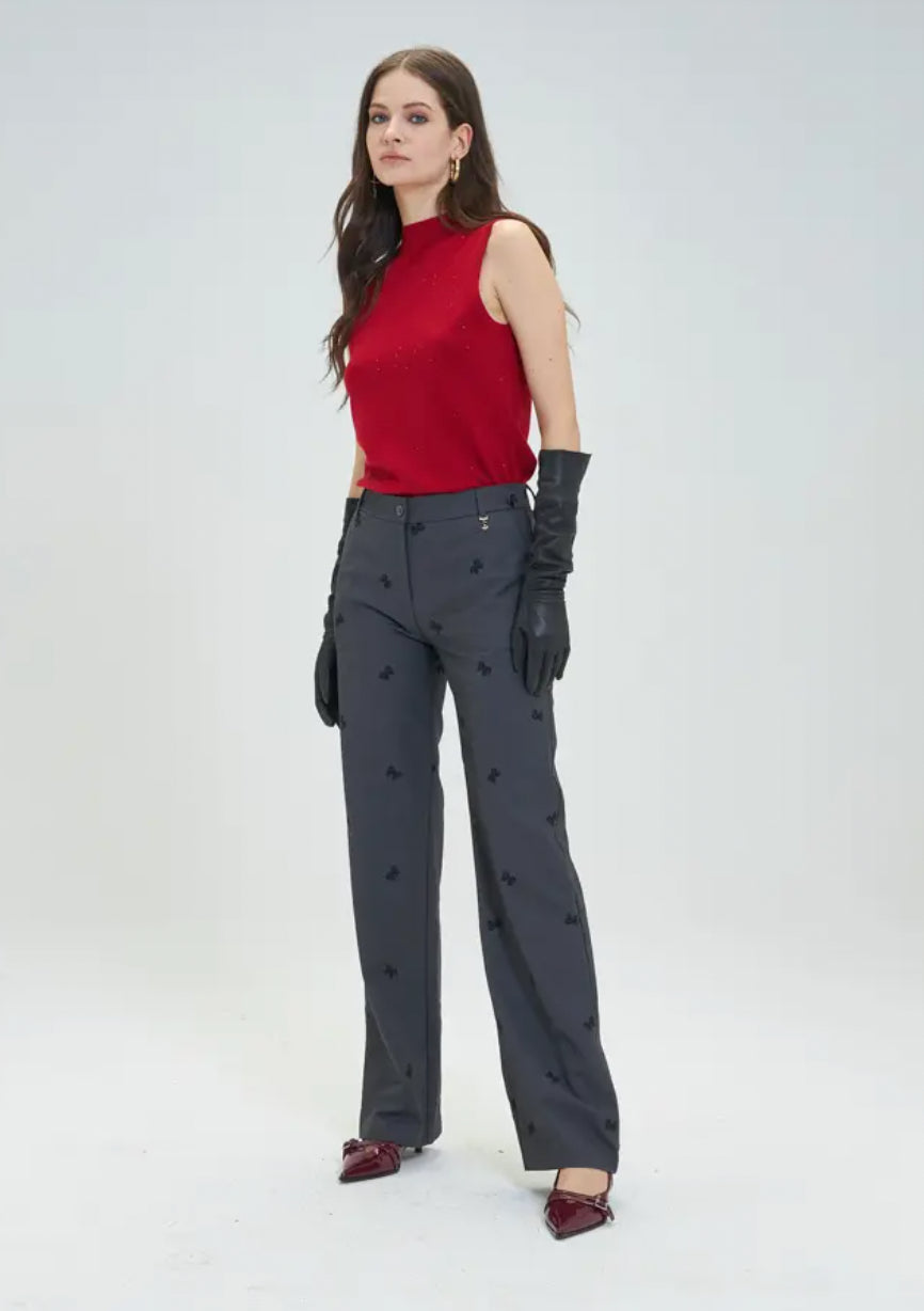 Bowie Grey Bow Pant