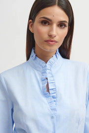 Lucar Blue Frill Button-Up Shirt