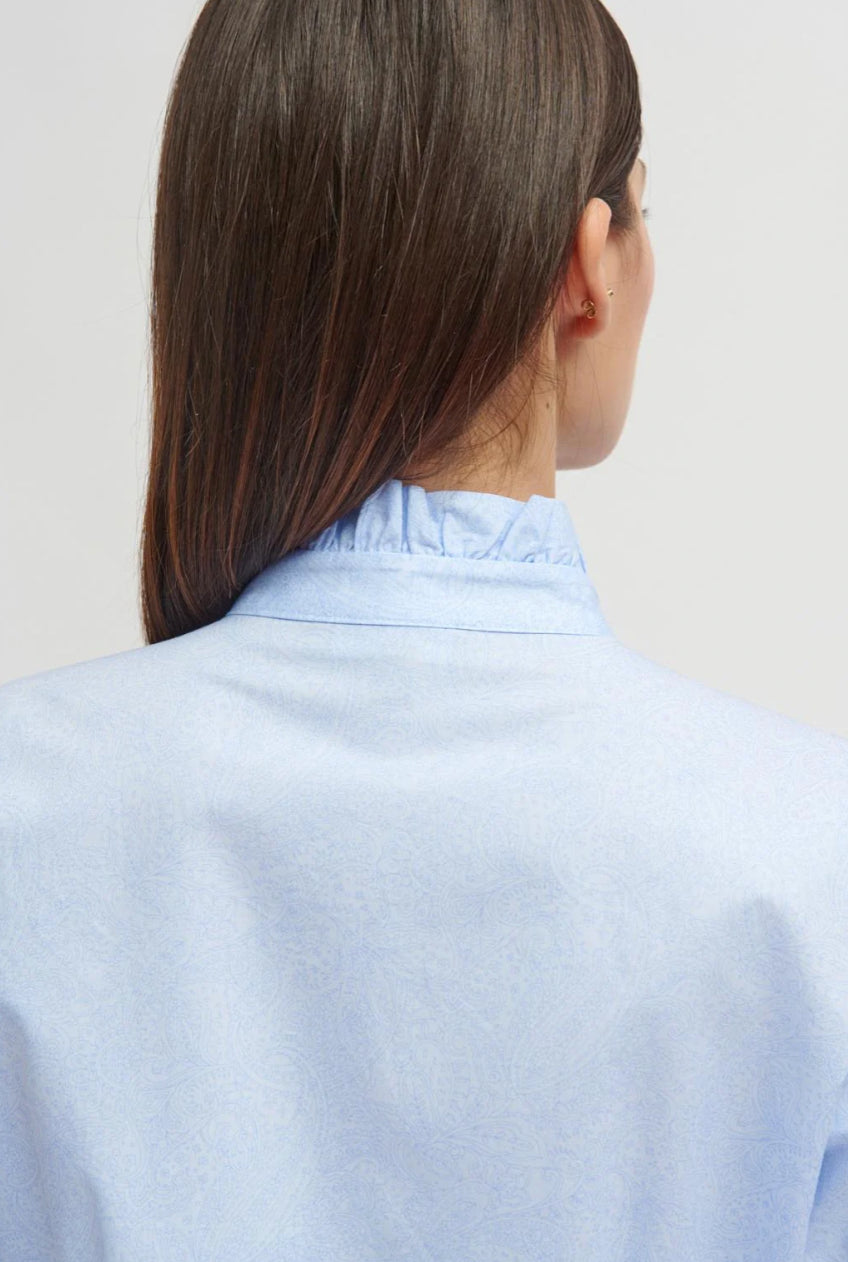 Lucar Blue Frill Button-Up Shirt