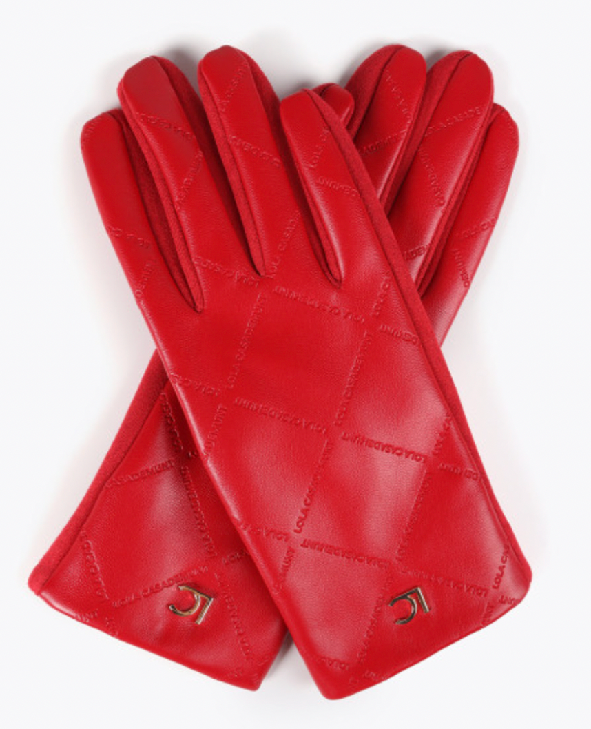 Lola Casa Eve Red Monogram Gloves