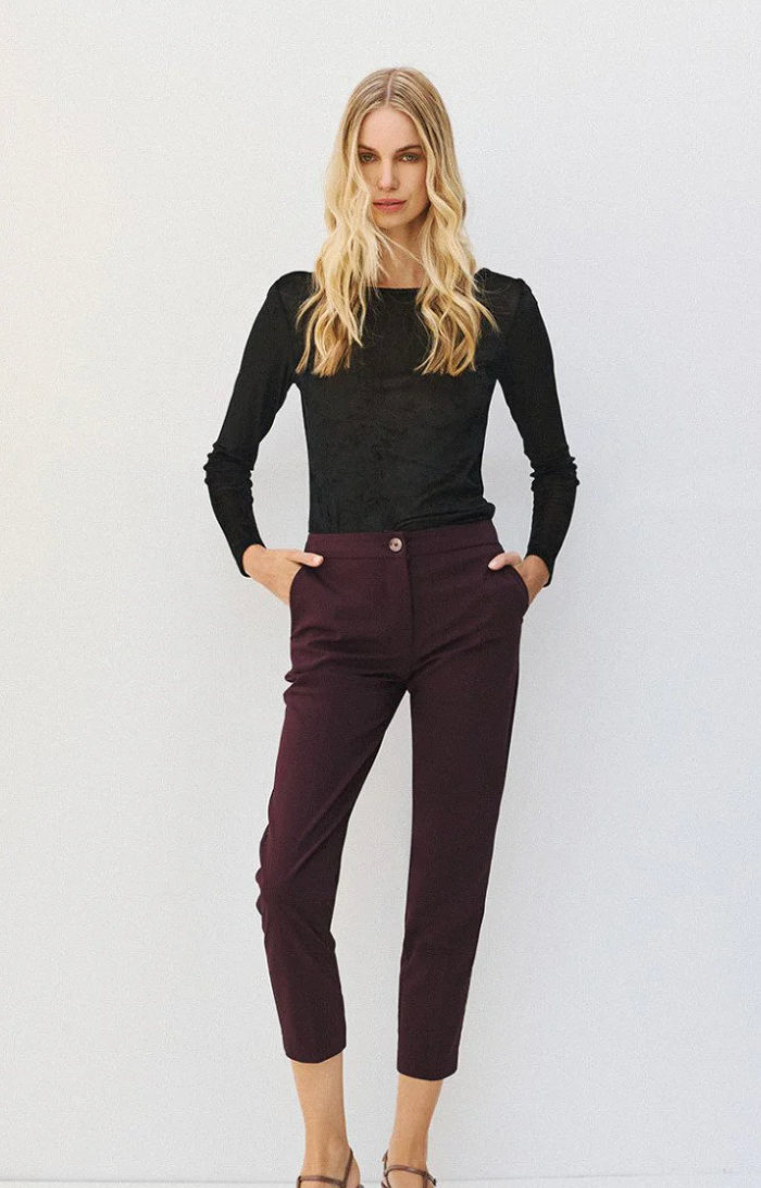 Kate Wine Ankle Length Trousers