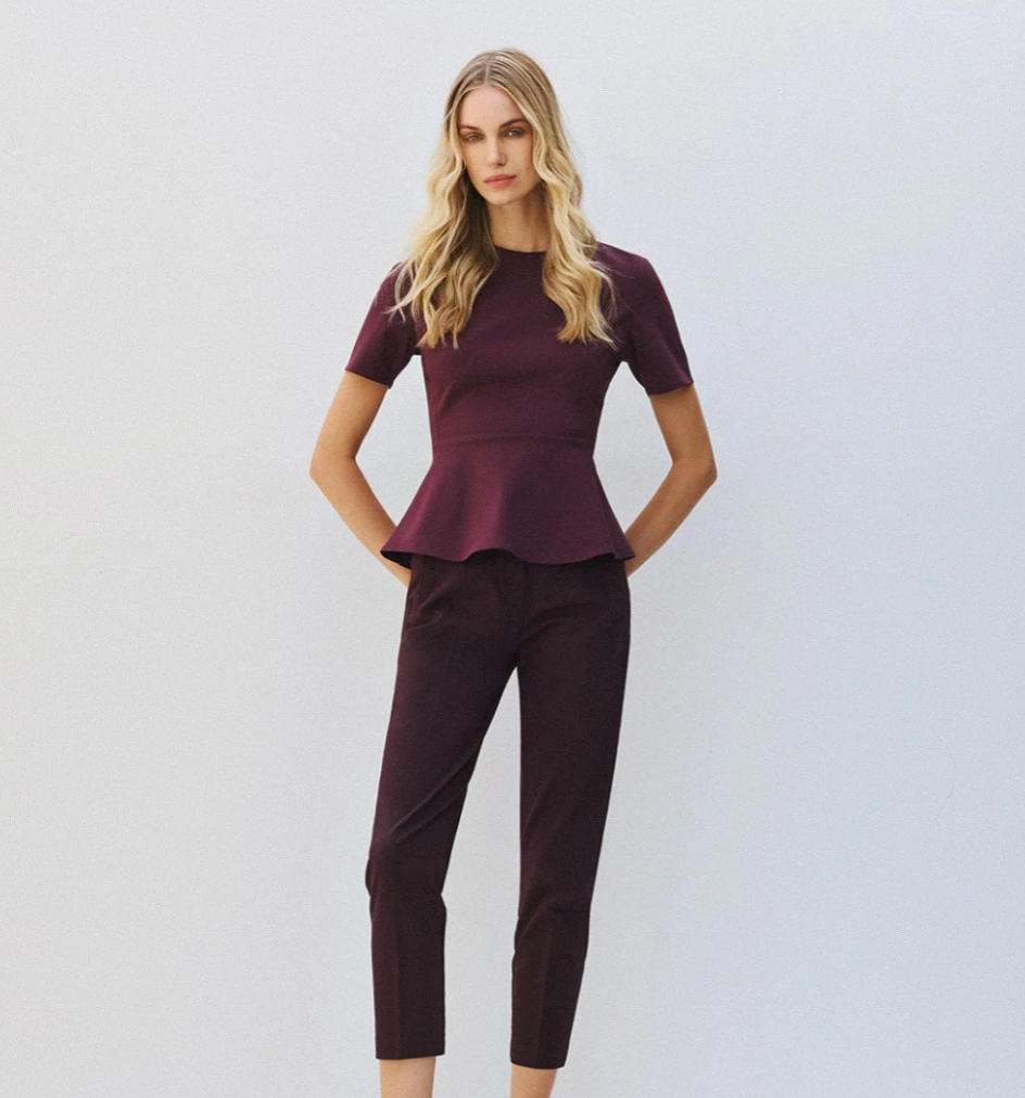 Carrie Wine Peplum Blouse