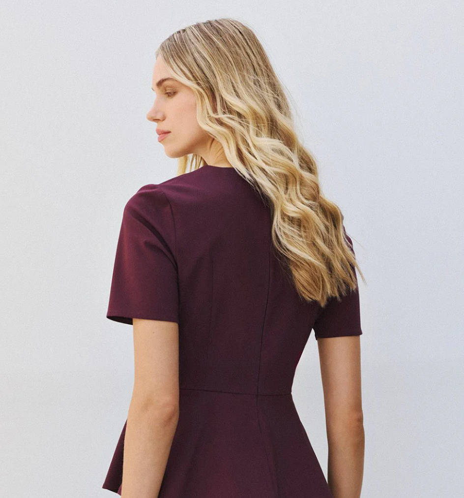 Carrie Wine Peplum Blouse