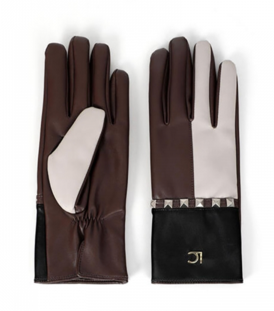 Astra Bicolor Faux-Leather Gloves