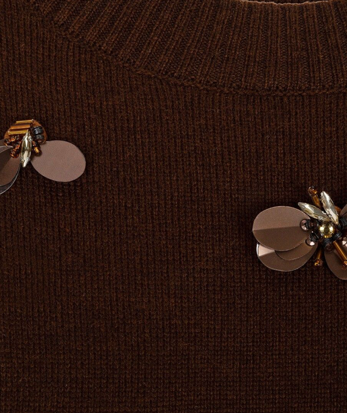 Natalie Coffee Sequin Flower Knit