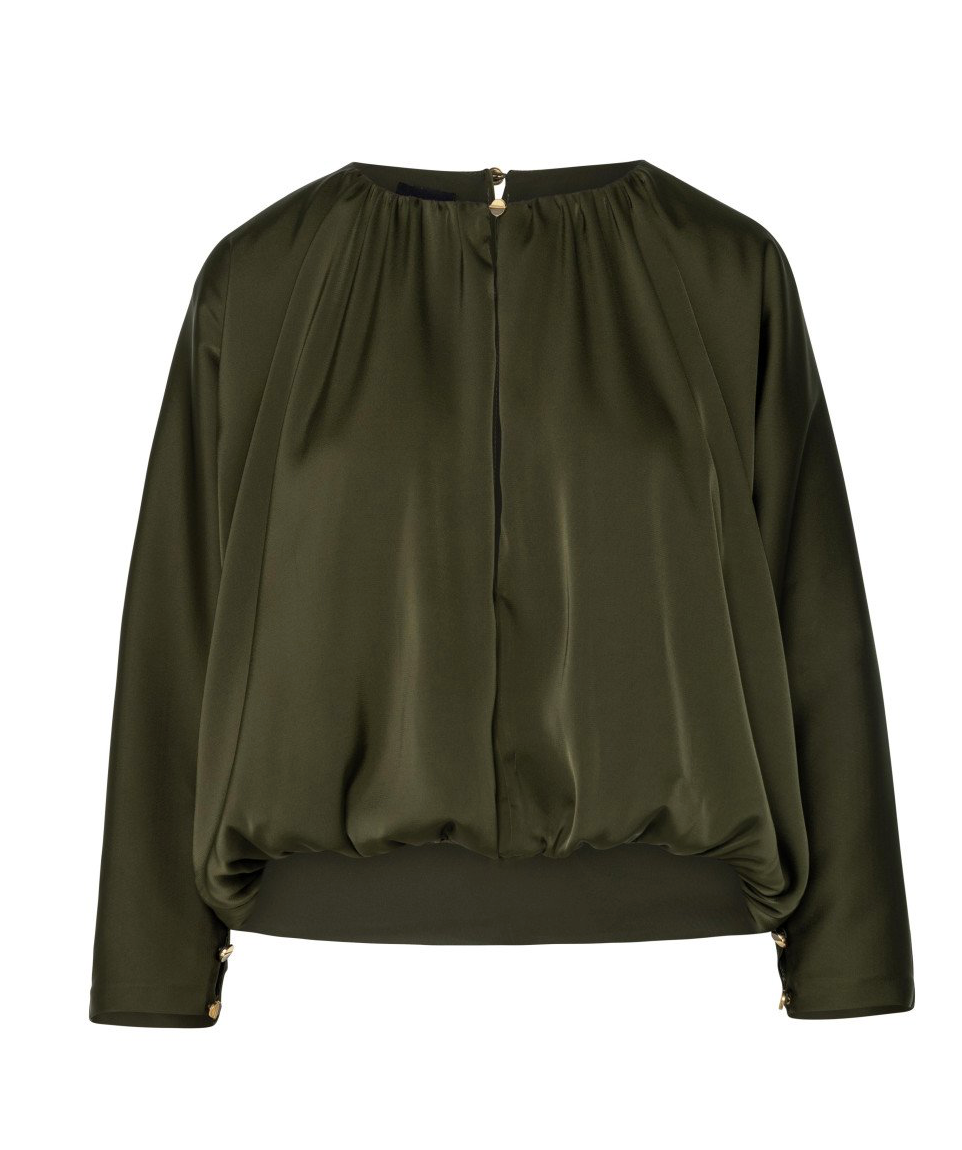 Irene Olive Batwing Satin blouse