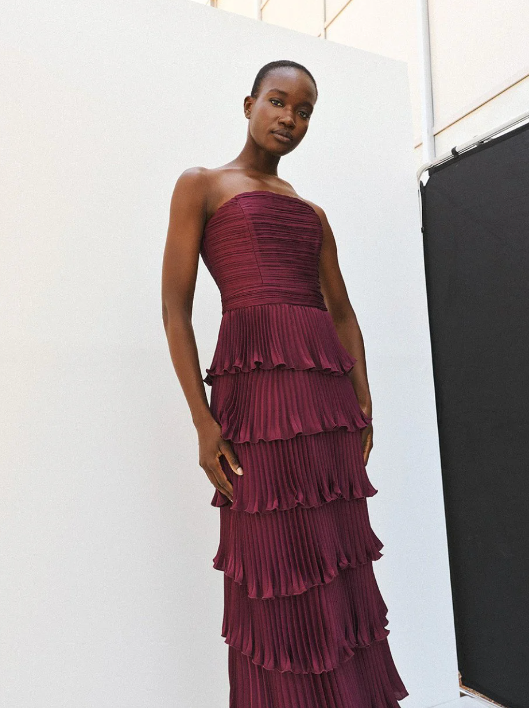 Roxie Burgundy Tiered Dress