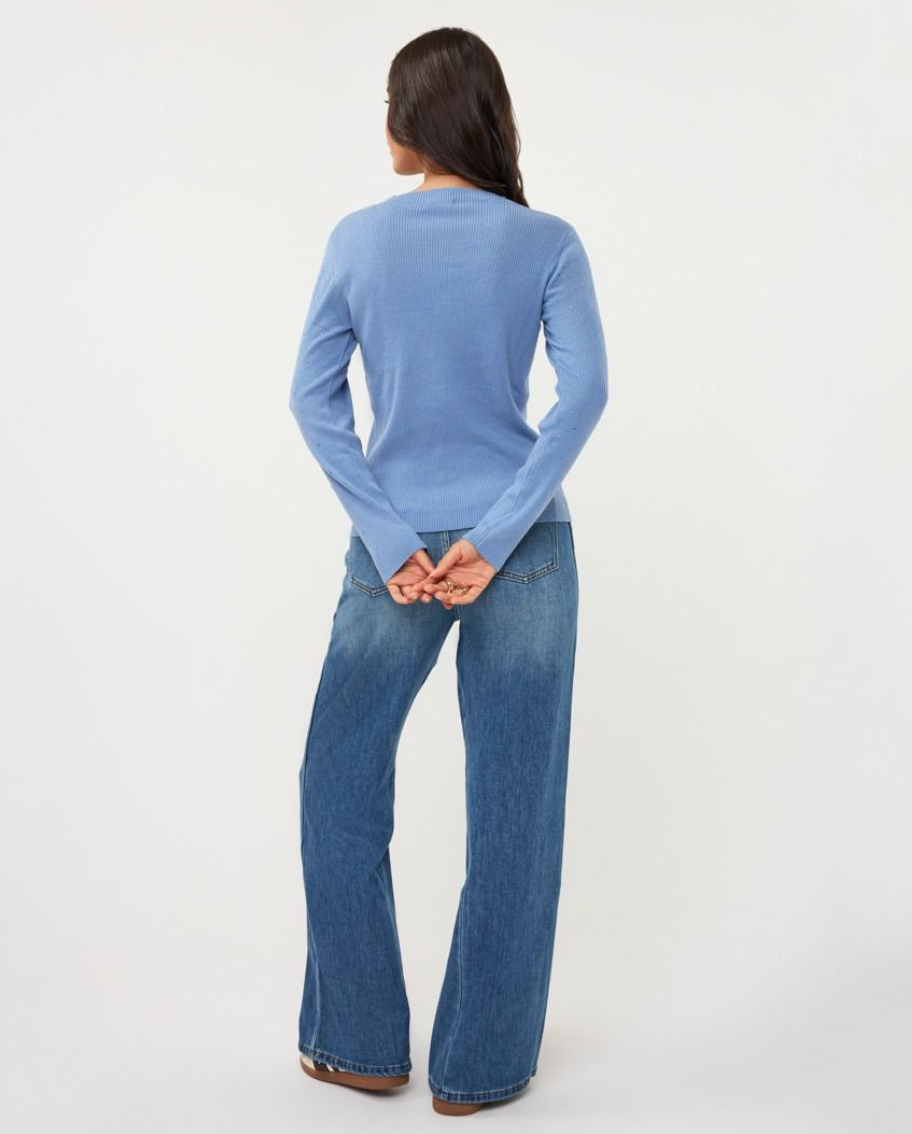 Ivy Dark Sky Blue Sweater with Studs