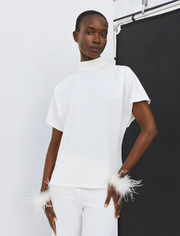 Kendra Off-White Blouse with Draped Back