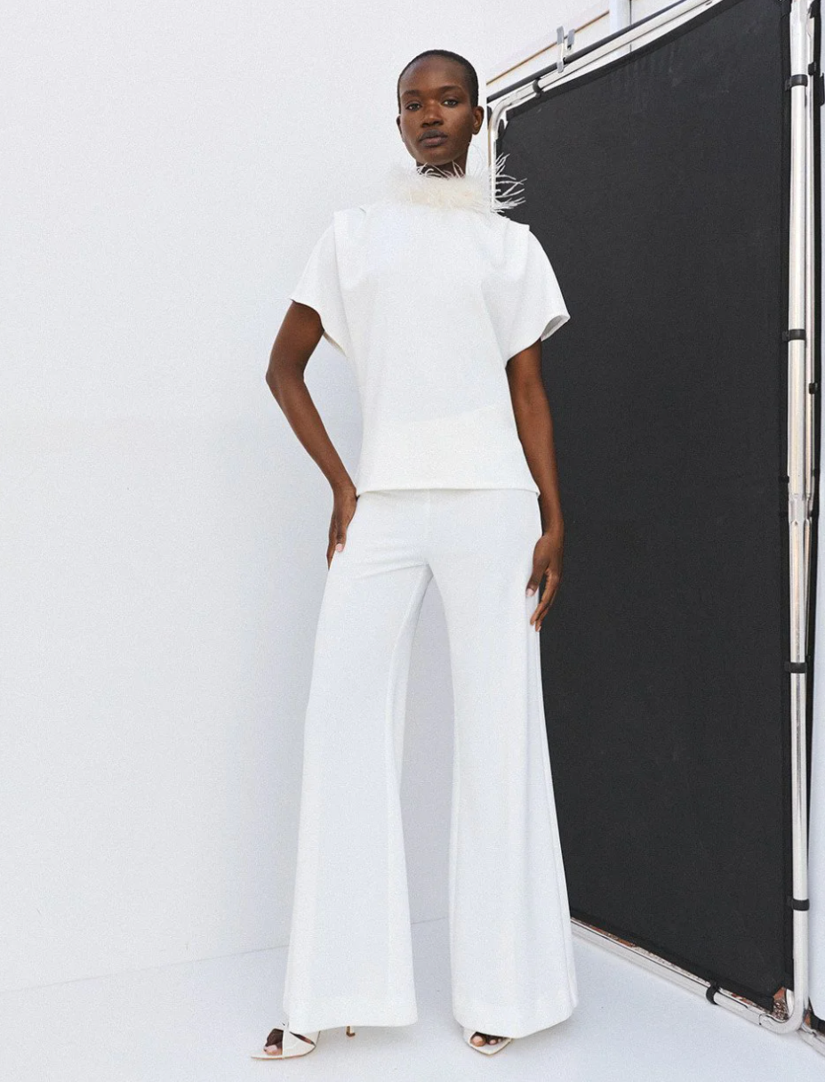 Kendra Off-White Blouse with Draped Back