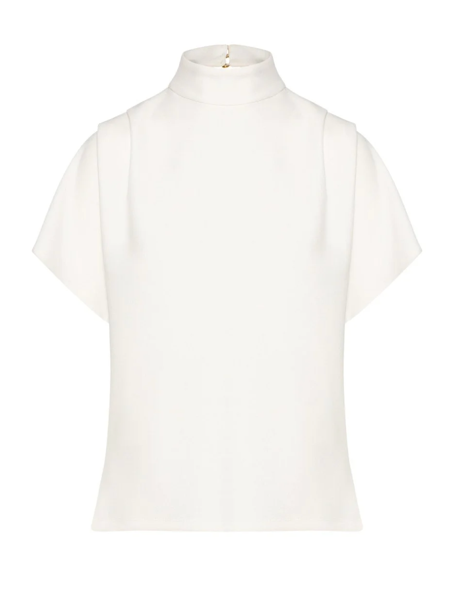 Kendra Off-White Blouse with Draped Back