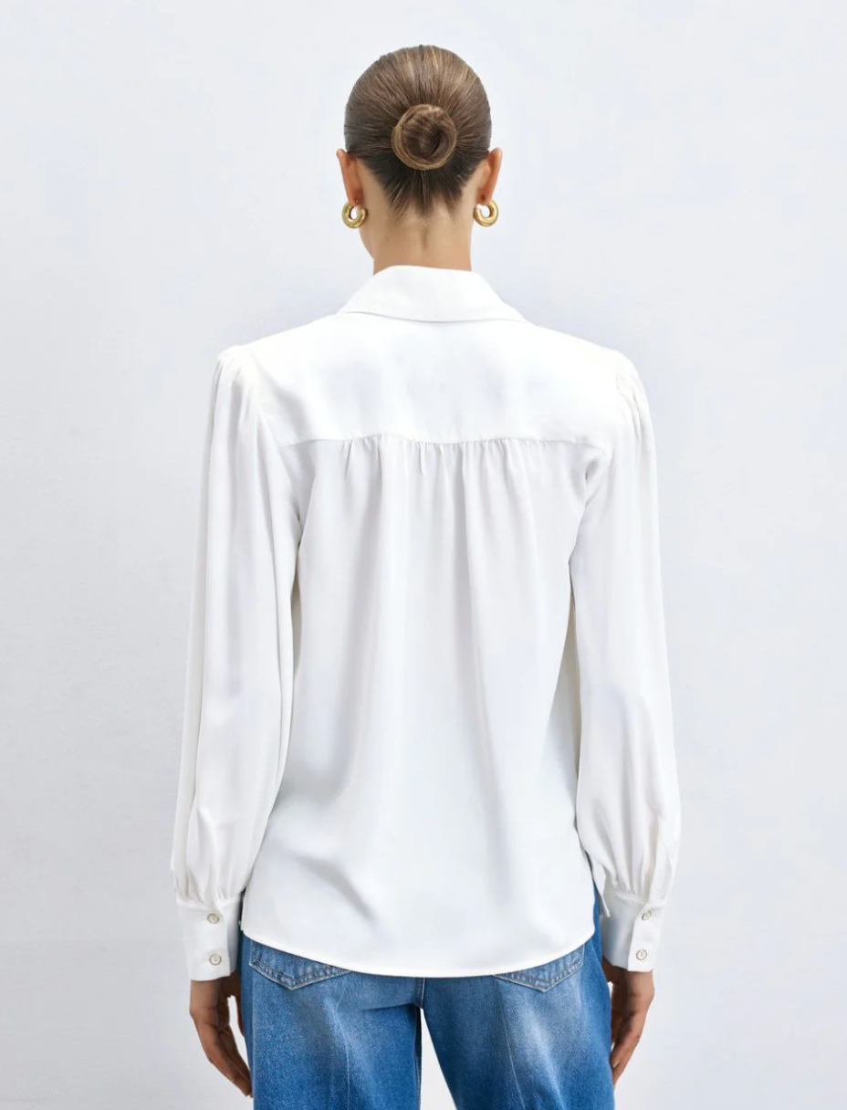 Ali White Decorative Chain Blouse