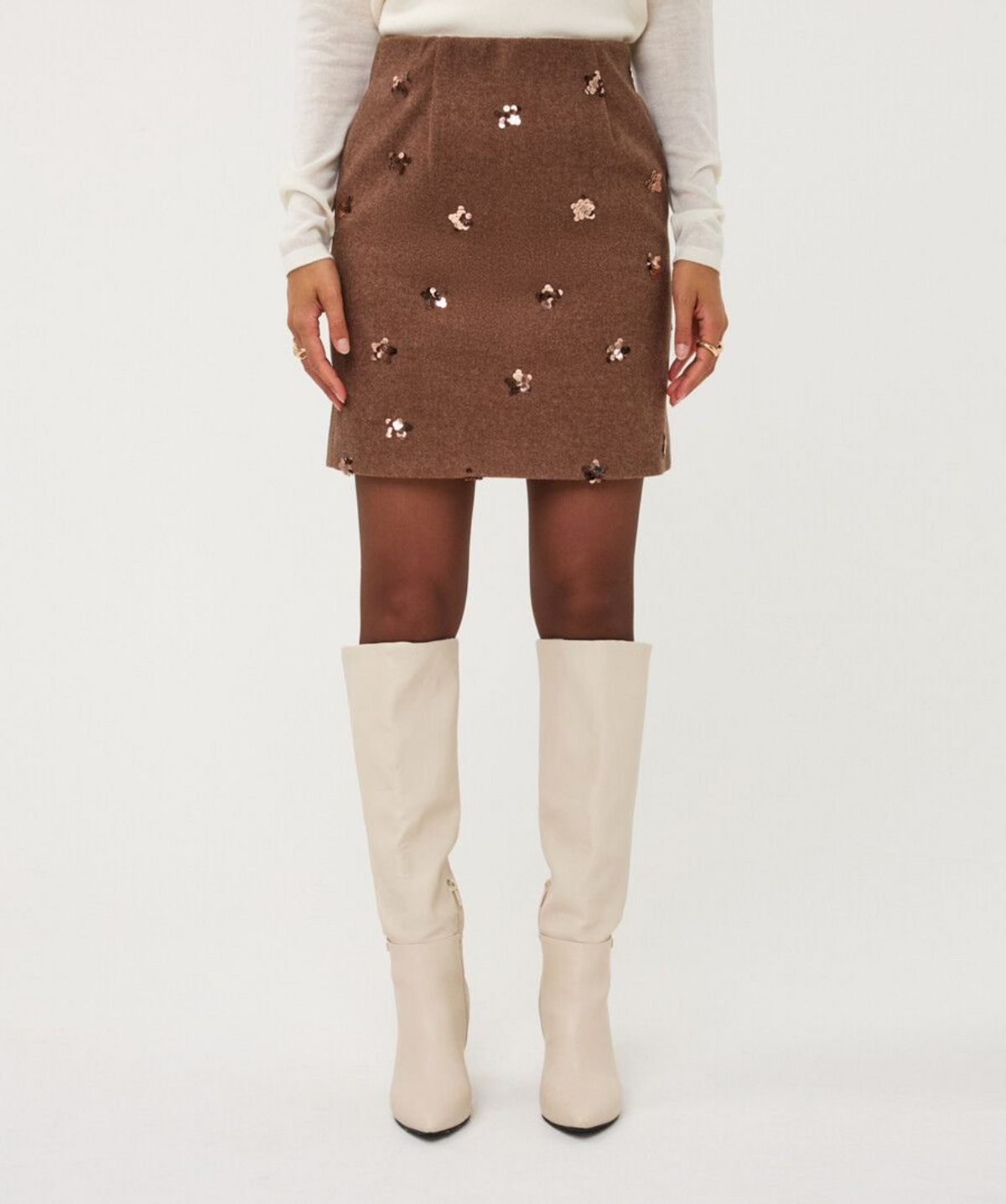 Esme Coffee Sequin Skirt