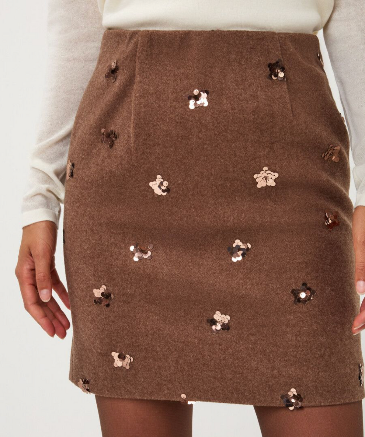 Esme Coffee Sequin Skirt