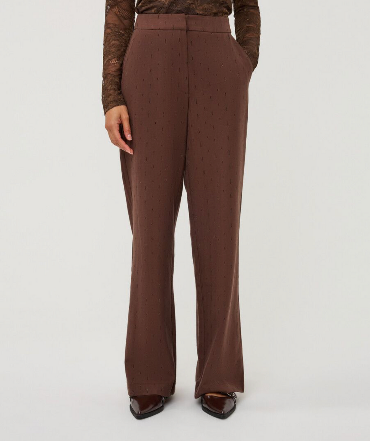 Harriet Brown Rhinestone Wide-Leg Trousers
