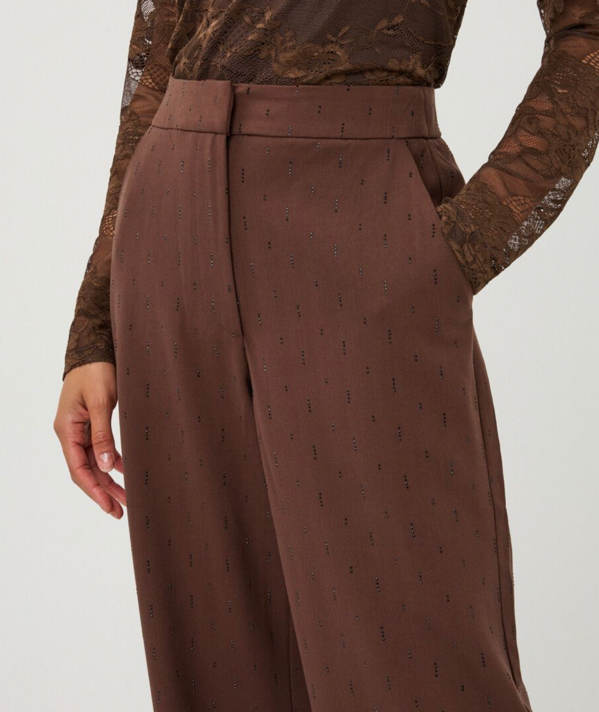 Harriet Brown Rhinestone Wide-Leg Trousers