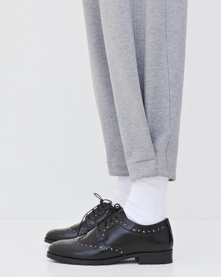 Louise Grey Pleated Barrel-Leg Trouser