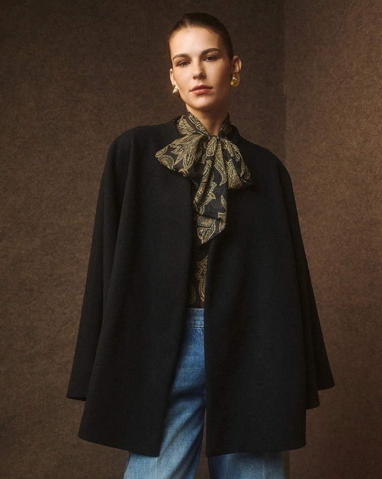 Lola Black Short Cape with Belt