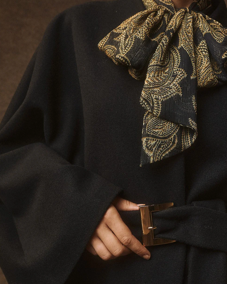 Lola Black Short Cape with Belt