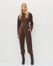 Rachel Coffee Carrot Trouser with Seam Details