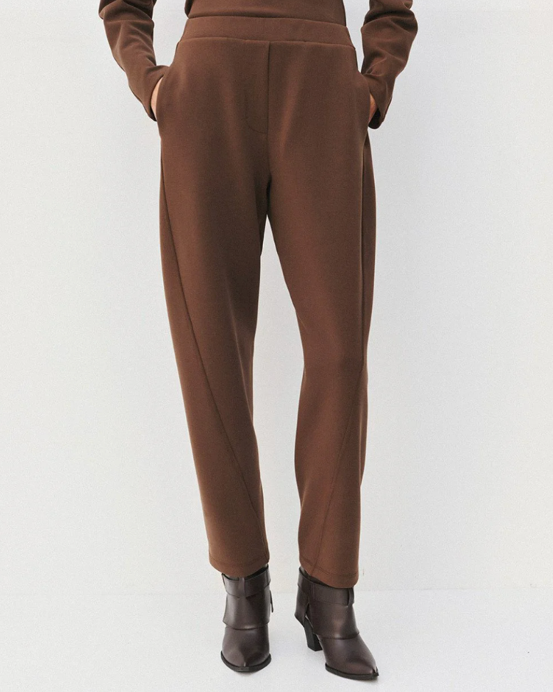 Rachel Coffee Carrot Trouser with Seam Details