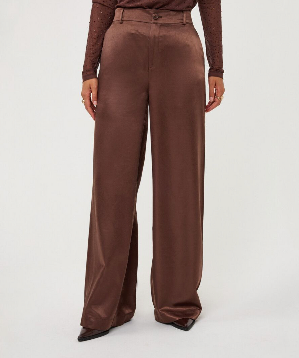 Lucy Coffee Satin Trousers