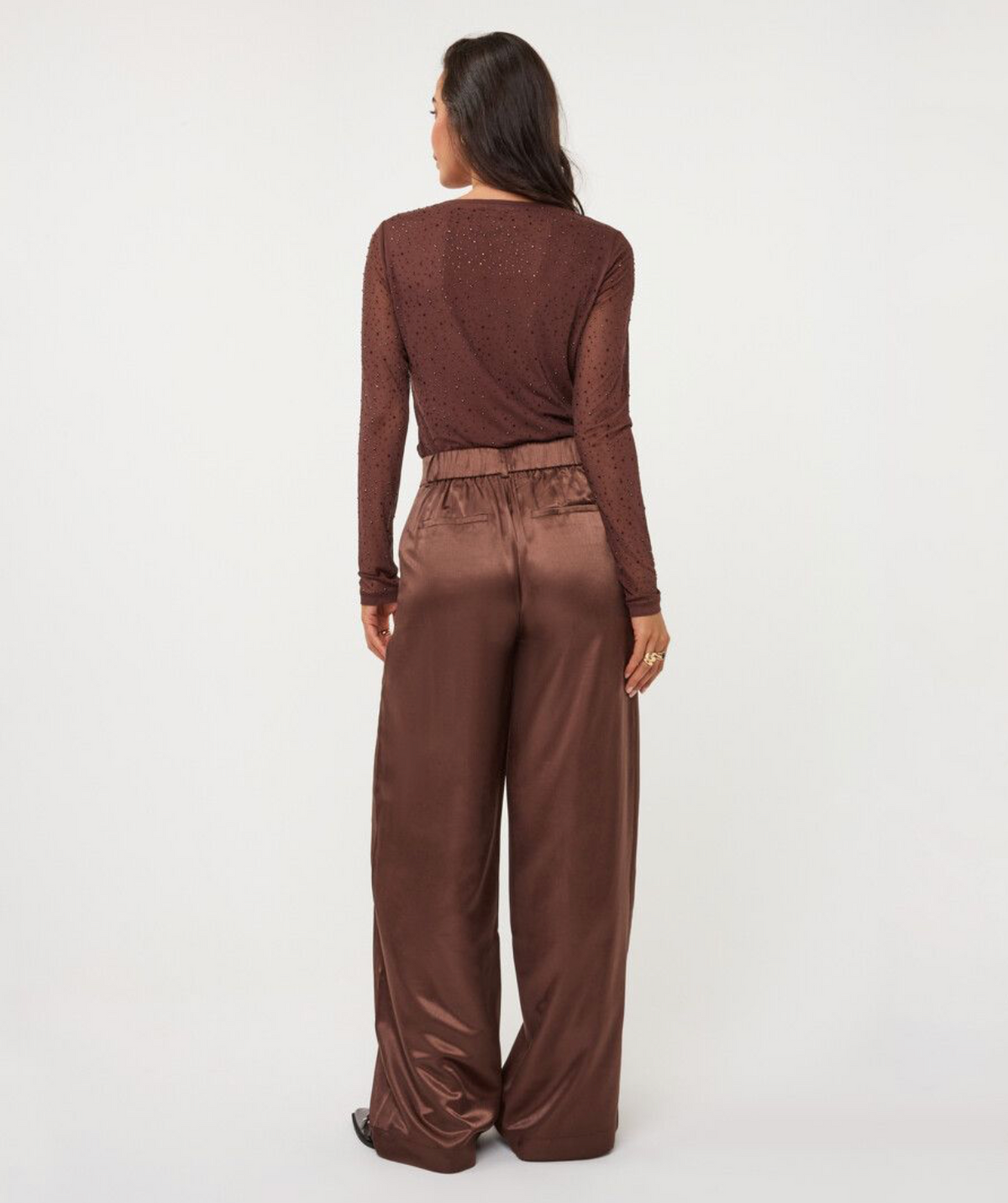 Lucy Coffee Satin Trousers