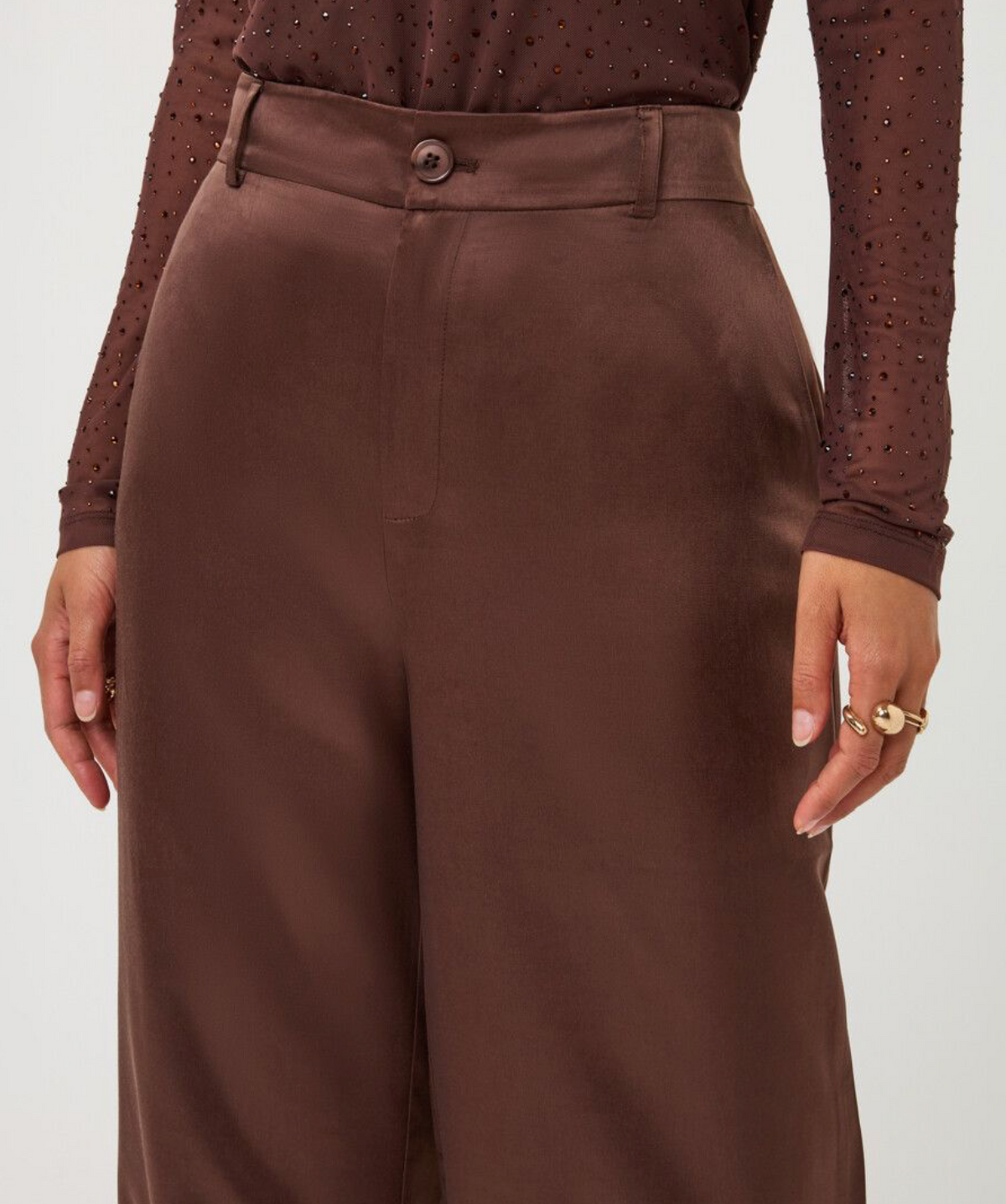 Lucy Coffee Satin Trousers