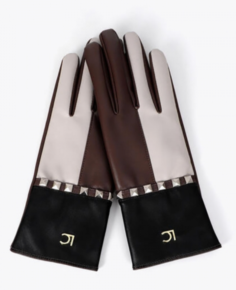 Astra Bicolor Faux-Leather Gloves
