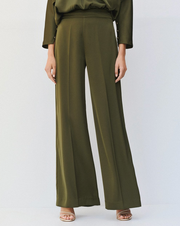 Ivana Olive Satin Wide-Leg Trouser