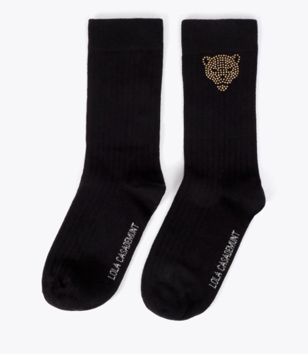 Opal Black Stud Sock Pair