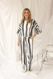 Senna Navy/Cream Striped Blouse
