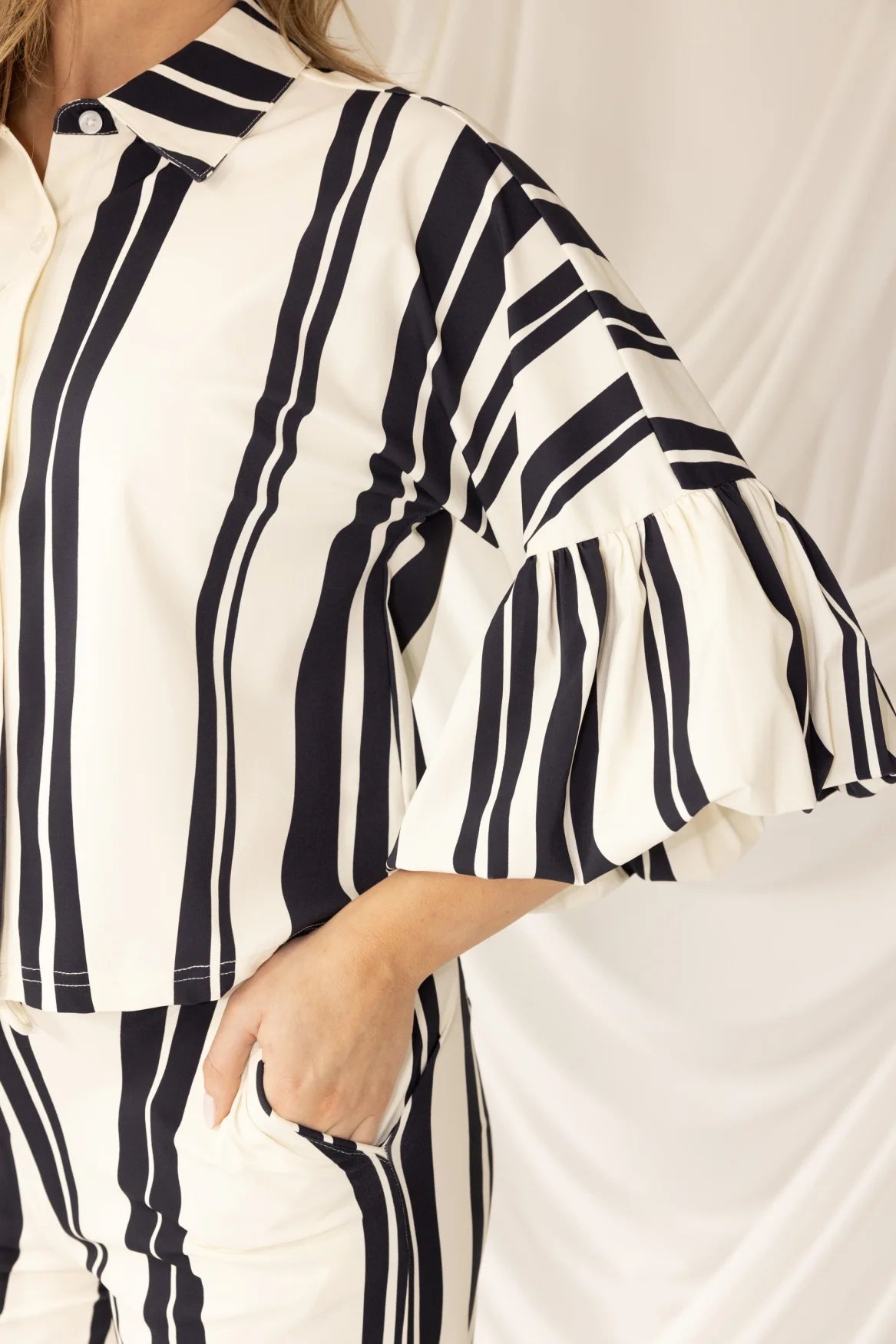 Senna Navy/Cream Striped Blouse