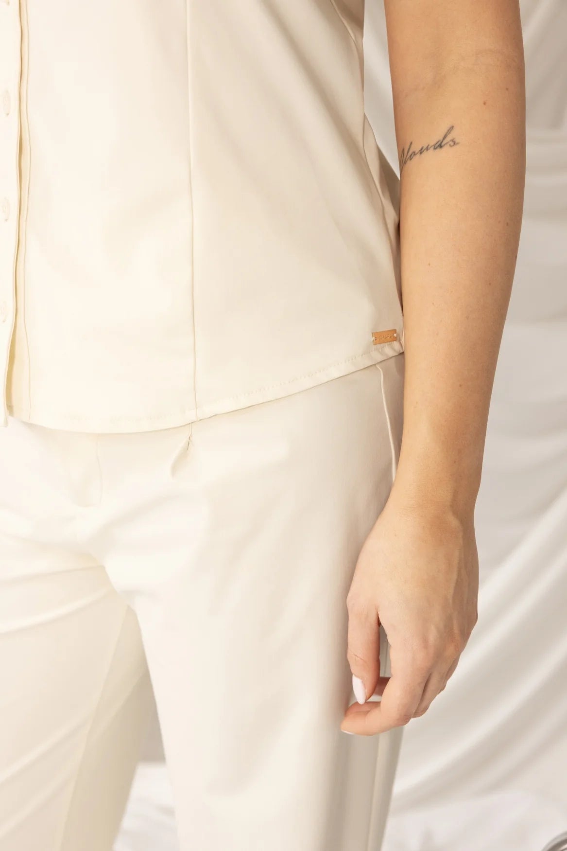 Janine Silver White Blouse