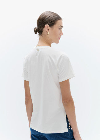 Jenna White Embroided Patch T-shirt