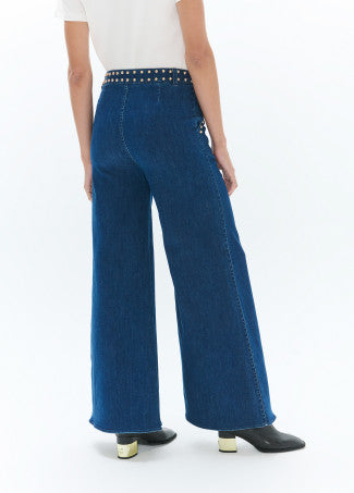 Gigi Studded Flared Dark Blue Jeans