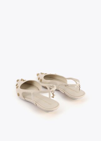 Lola Ecru Stud Flat Shoe