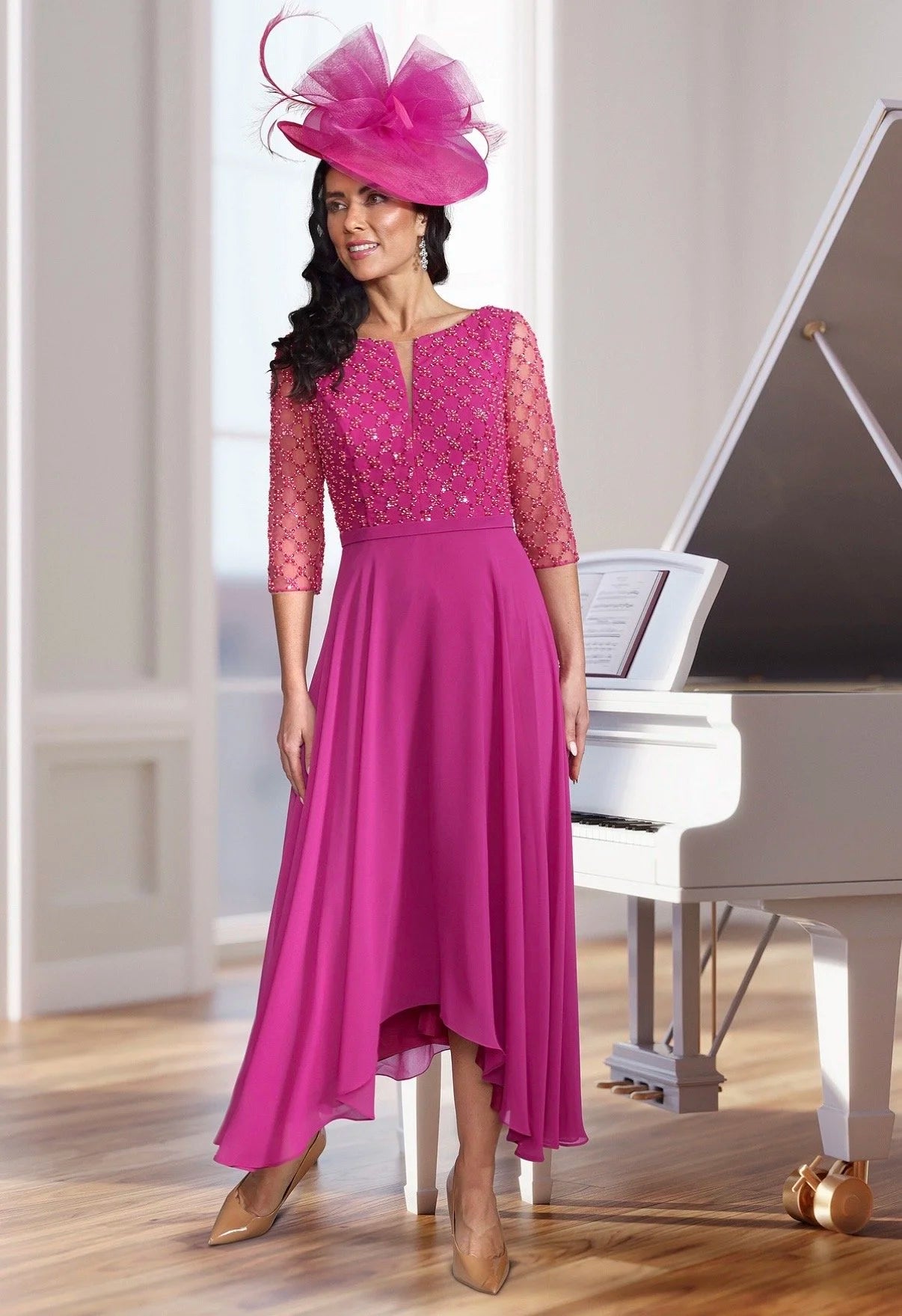 Candice Pink Plum Beaded Dress