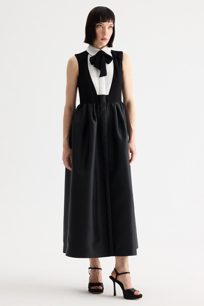 Aria Black Dress With Tie Neck Detail