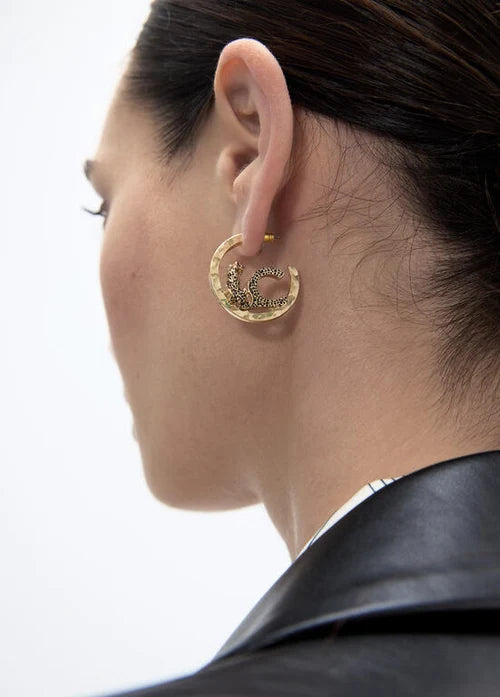 Masaba Cheetah Half-Hoop Earrings