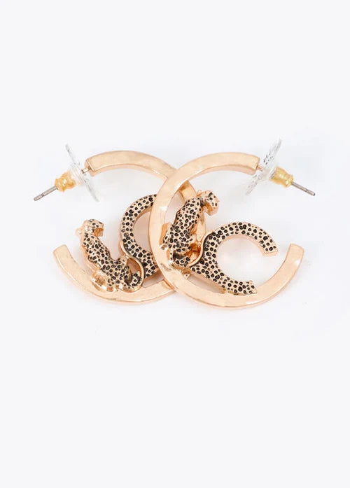 Masaba Cheetah Half-Hoop Earrings