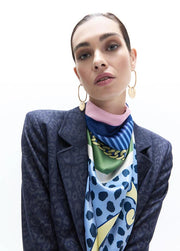 Bella Blue and Green Animal Print Scarf