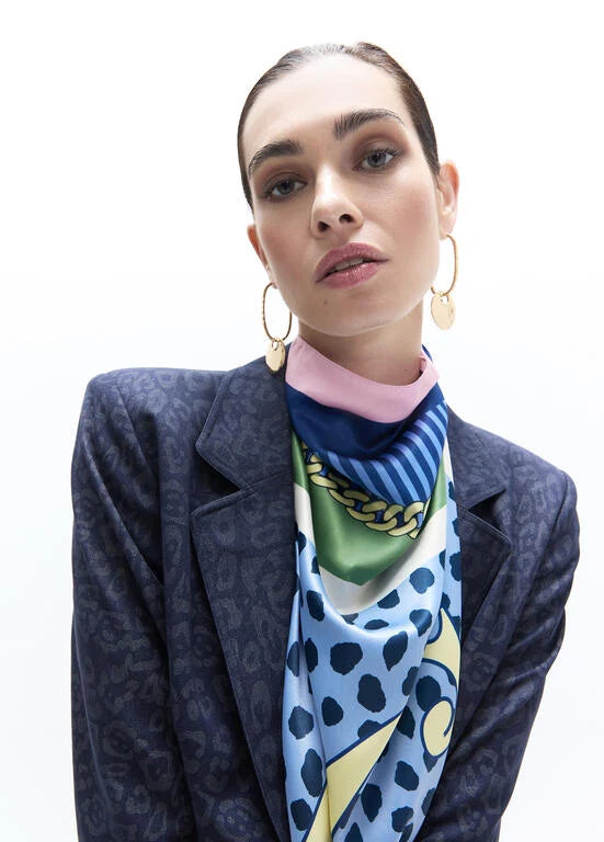Bella Blue and Green Animal Print Scarf