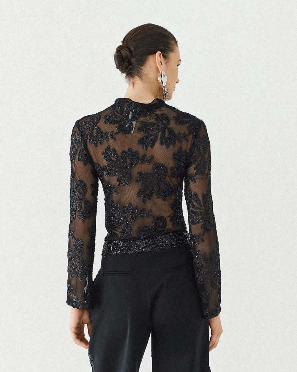 Lyra Semi-Sheer Sequin Top