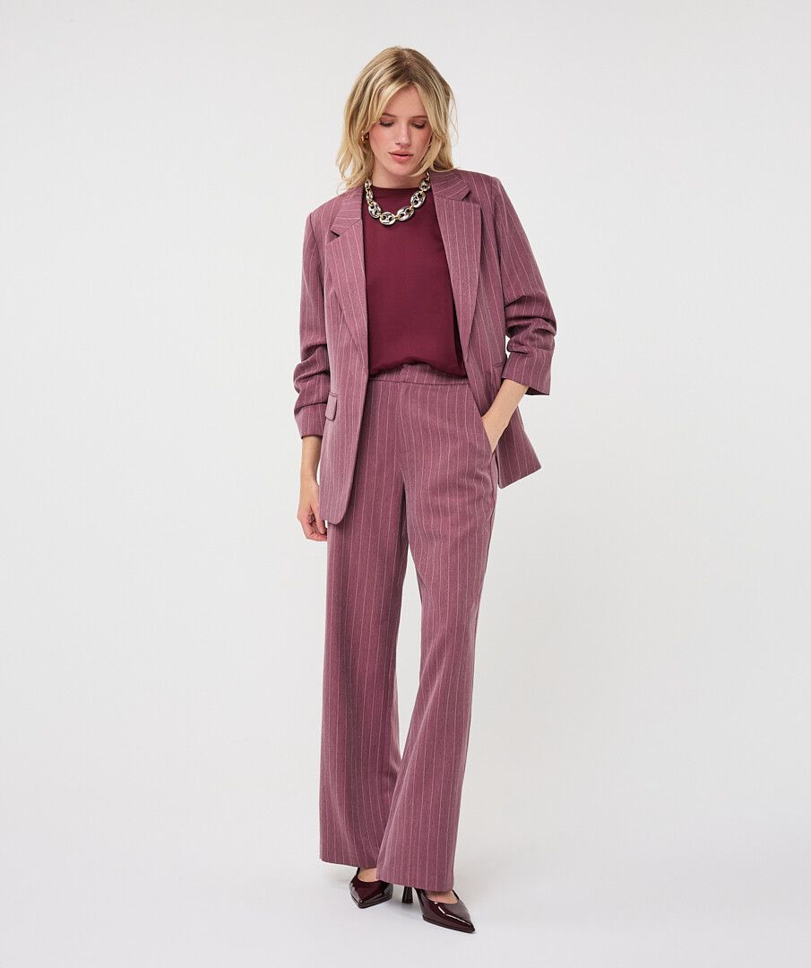 Romy Wine Pinstripe Blazer